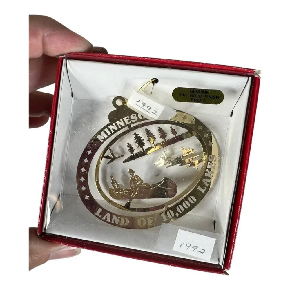 24K Gold Brass Minnesota Christmas‎ Ornament